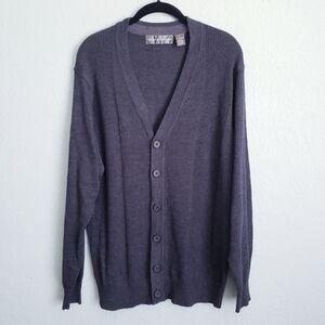 Oscar De La Renta Dark Gray Buttondown Cotton Sweater